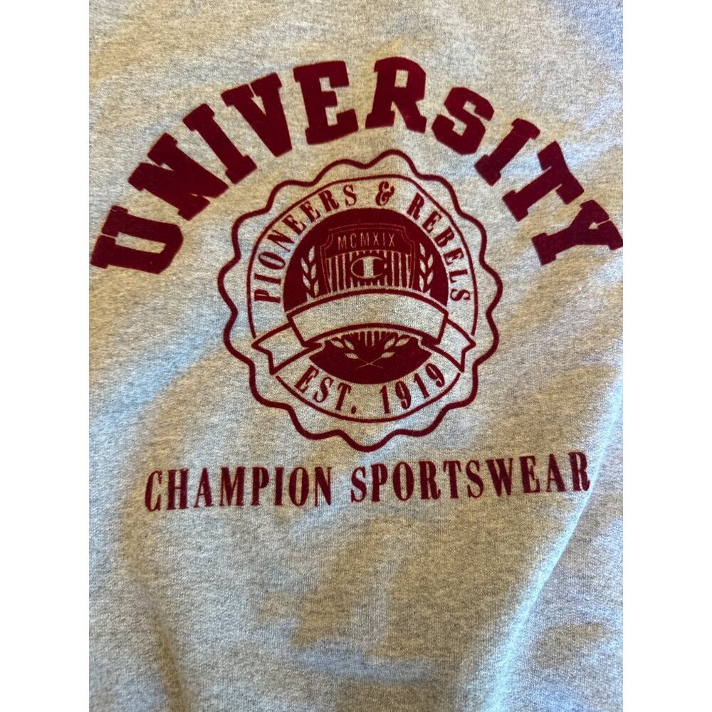 Champion Gray‎ University Crewneck Sweatshirt M Medium Cotton/Polyester Blend - Picture 2 of 5